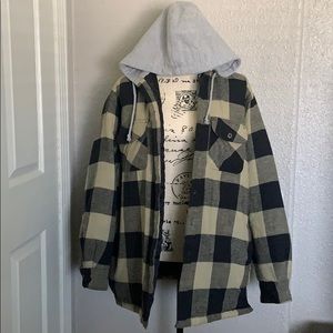 Fleece-Lined Hooded Shirt Jacket
